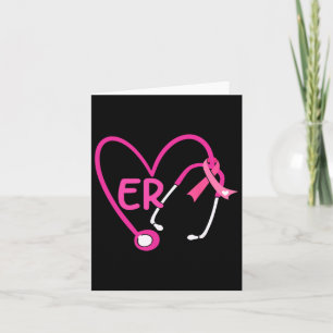 Er Hart Stethoscoop Roze Ribbon Borstkanker Er Kaart