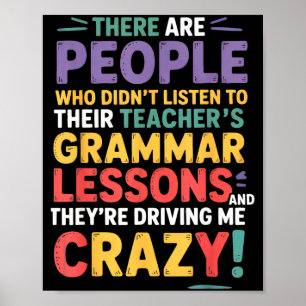 Er Hun Zij Engelse Grammaticadocent Funny H Poster