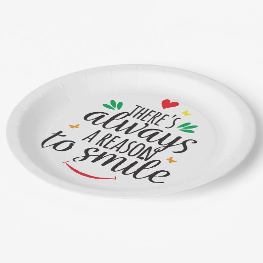 Er is altijd een reden om te glimlachen papieren bordje (Gekanteld)