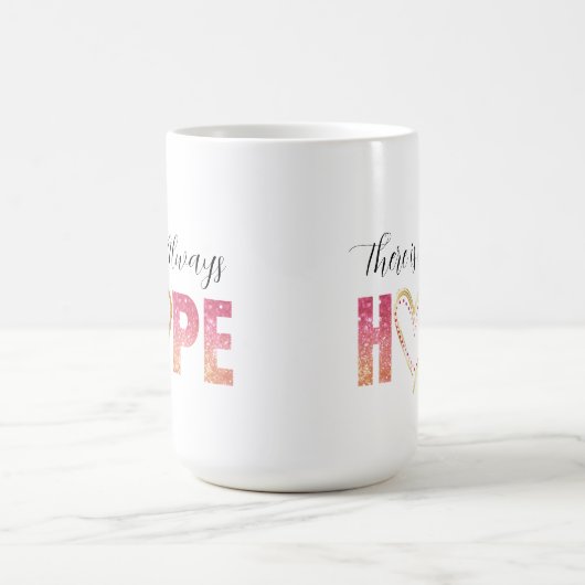 Er is altijd hoop in roze glitter en goud koffiemok (Center)