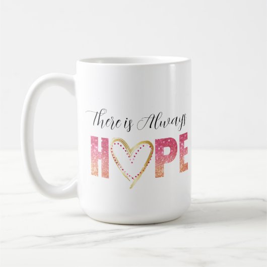 Er is altijd hoop in roze glitter en goud koffiemok (Links)