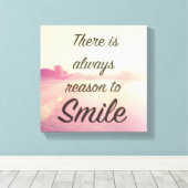 Er is altijd reden om te glimlachen canvas afdruk (Insitu (Houten vloer))