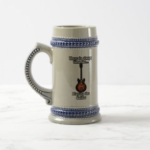 Er is altijd tijd om gitaar te spelen. retro bierpul