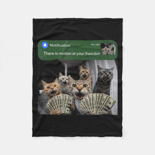 Er is beweging bij de voordeur grappige kat bewegi fleece deken (Voorkant)