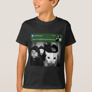 Er is beweging bij de voordeur grappige kat bewegi t-shirt