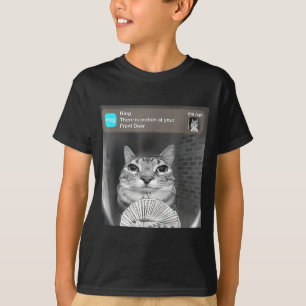 Er is beweging bij de voordeur grappige kat meme c t-shirt