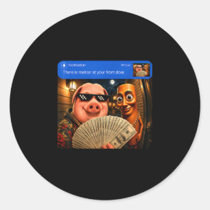 Er is beweging bij de voordeur tung tung tung john ronde sticker