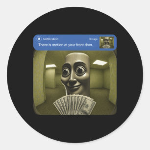 Er Is Beweging Bij De VoordeurTung Tung Sahur Ronde Sticker