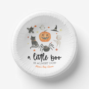Er is bijna een kleine boe. Baby shower Halloween Papieren Kommen