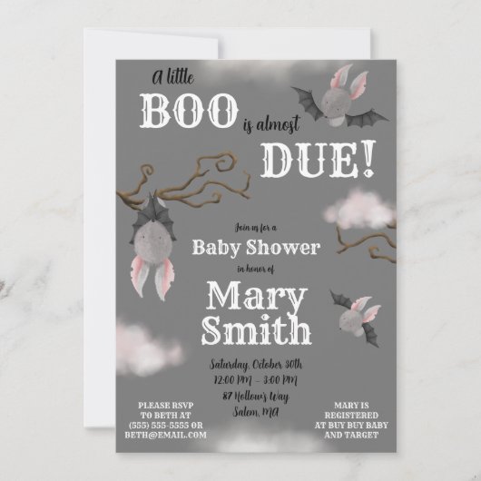 Er is bijna een kleine BOO nodig. Baby shower bat  Kaart (Voorkant)