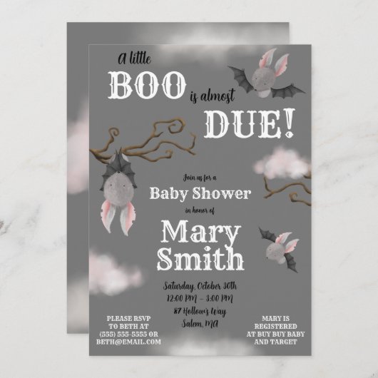 Er is bijna een kleine BOO nodig. Baby shower bat  Kaart (Voorkant / Achterkant)