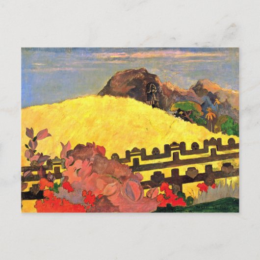 Er is de tempel (Parahi de Marae) van Paul Briefkaart (Voorkant)