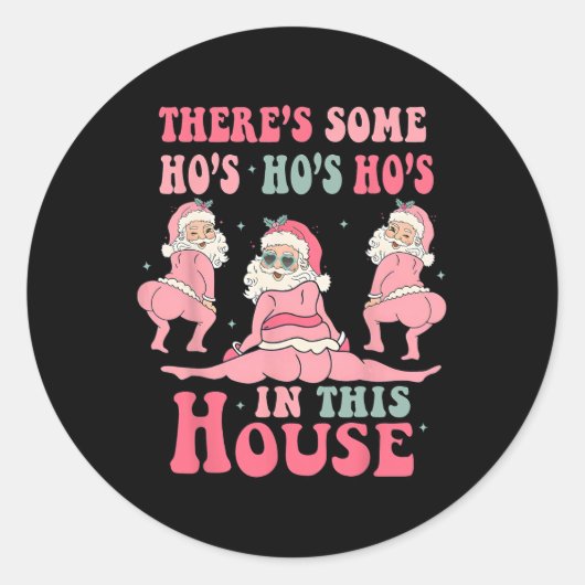 Er is een aantal gastheren in dit huis kerst roze  ronde sticker (Voorkant)