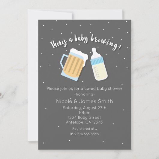 Er is een Baby Bierbrouwen Mokken Co-ed Shower Kaart (Voorkant)