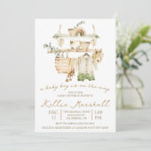 Er is een Baby Boy onderweg! Clothesline-Baby show Kaart (Staand voorkant)