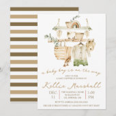 Er is een Baby Boy onderweg! Clothesline-Baby show Kaart (Voorkant / Achterkant)