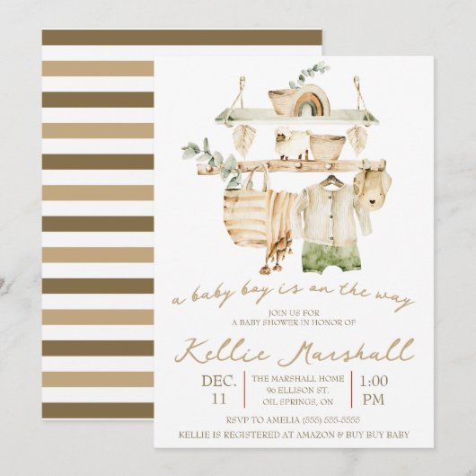 Er is een Baby Boy onderweg! Clothesline-Baby show Kaart (Voorkant / Achterkant)