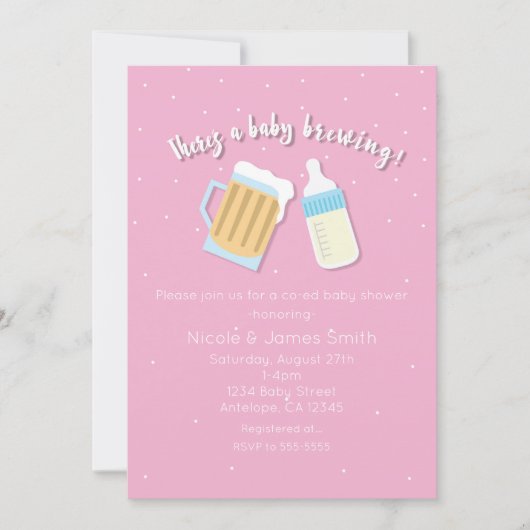 Er is een Baby-brouwerij Mok roze douche Kaart (Voorkant)