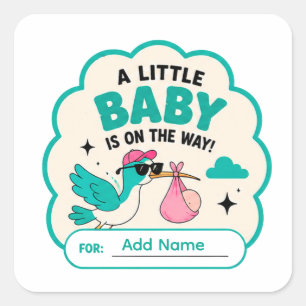 🕊️ Er Is Een Baby Op Komst Naam 🕊️ Vierkante Sticker