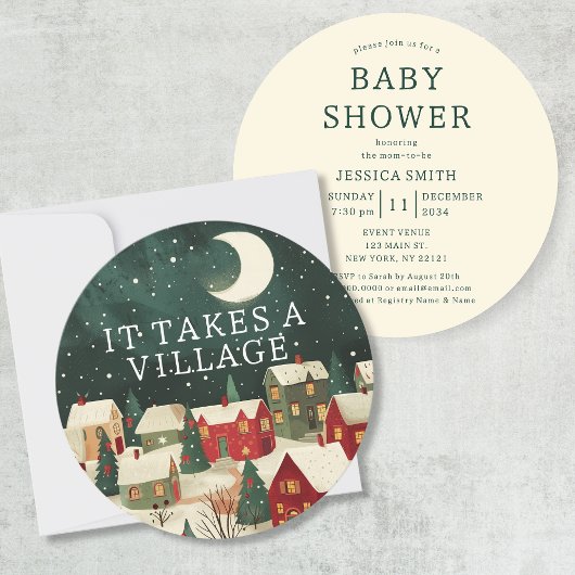 Er is een Baby shower voor dorpswinterillustraties Kaart