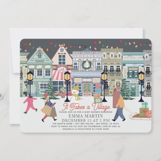 Er is een Baby shower voor een vakantiestad Feestdagenkaart (Voorkant)