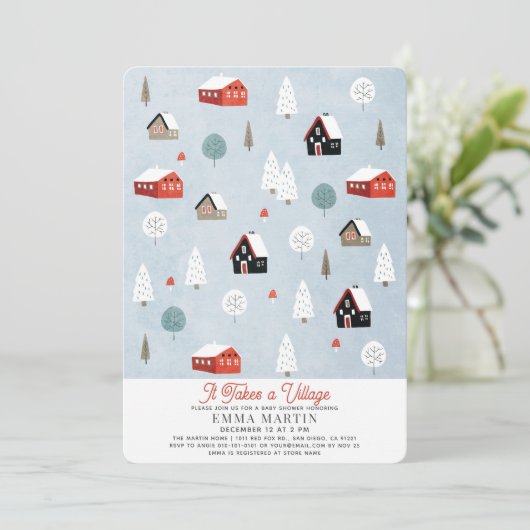 Er is een Baby shower voor kerstvakantie in het do Feestdagenkaart (Staand voorkant)