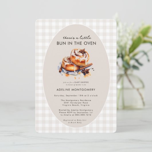 Er is een broodje in het Oven Neutral Baby shower Kaart (Staand voorkant)