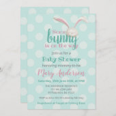 Er is een bunny onderweg, bunny on mint polca stip kaart (Voorkant / Achterkant)