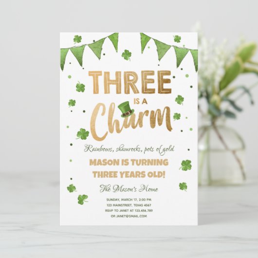 Er is een Charm St. Patrick's Day Boy Birthday Kaart (Staand voorkant)