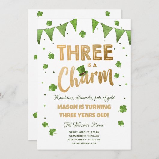 Er is een Charm St. Patrick's Day Boy Birthday Kaart (Voorkant / Achterkant)