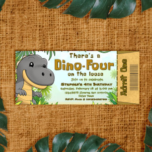 Er is een Dino Vier op de Loose - Ticket Kaart