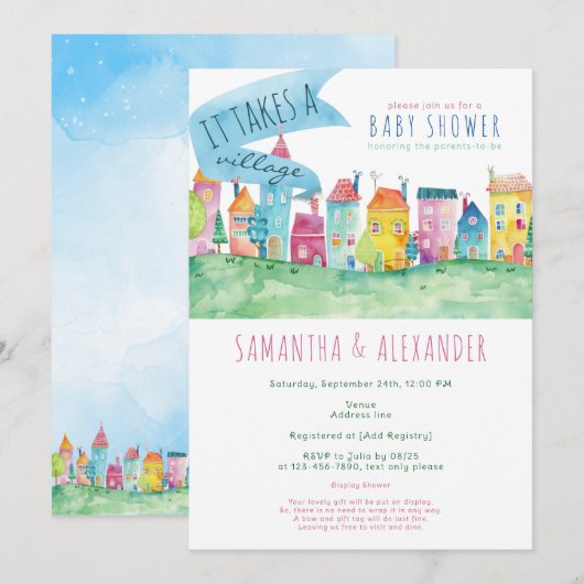 Er is een dorpsadoptie nodig om IVF-Baby shower te Kaart (Voorkant / Achterkant)