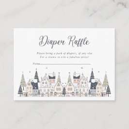 Er is een dorpsbesneeuwd grillig Baby shower voor  Informatiekaartje