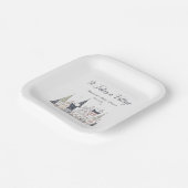 Er is een dorpsbesneeuwd grillig Baby shower voor  Papieren Bordje (Gebogen)