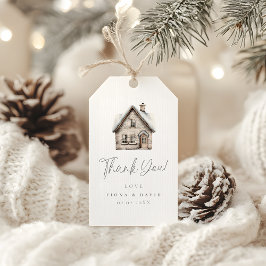 Er is een dorpse Baby shower Cadeaulabel