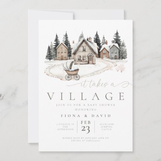 Er is een dorpse Baby shower Kaart (Voorkant)