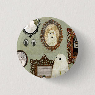 Er is een geest in de portrettengalerij ronde button 3,2 cm