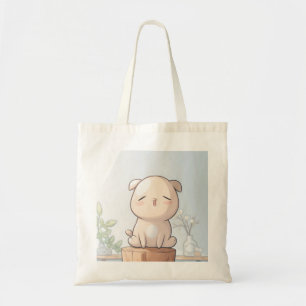 Er is een goedkope tas met een schattige puppy