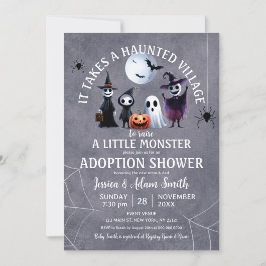 Er is een Halloween Adoptie Shower voor het spookd Kaart (Voorkant)