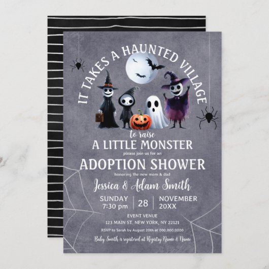 Er is een Halloween Adoptie Shower voor het spookd Kaart (Voorkant / Achterkant)