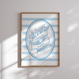Er Is Een Heiland Geboren Blauwe Hulst Kerstposter Poster