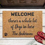 Er is een heleboel honden Welcome Funny Dog Deurmat<br><div class="desc">Welkom gasten met deze vreemde doormat! "Er zitten hier heel veel honden in." . Welkom Doormat - Dog Paw Print Vloermat. Robuust natuurlijk faux koir en zwart design met pootafdrukken. COPYRIGHT © 2022 Judy Burrows, Black Dog Art - Alle rechten voorbehouden. Er zijn heel veel honden Welkom Funny Dog Doormat...</div>