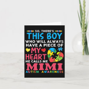 Er is een jongen die hij me Mimi Autism Awareness Kaart
