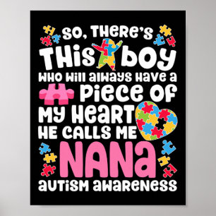 Er is een jongen die hij me Nana Autism Awareness  Poster