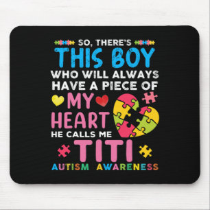 Er is een jongen die hij me Titi Autism Awareness Muismat