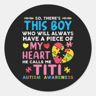 Er is een jongen die hij me Titi Autism Awareness  Ronde Sticker