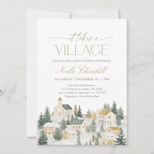 Er is een kerst Baby shower nodig Kaart (Voorkant)