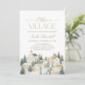 Er is een kerst Baby shower nodig Kaart (Staand voorkant)