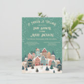 Er is een kerstvakantie Baby shower in het dorp Kaart (Staand voorkant)