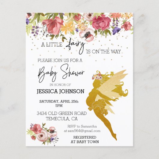 Er is een klein vliegje op weg naar Baby shower Go (Voorkant)